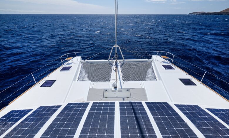 Eco Boat with a solar panel